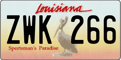 LA license plate ZWK266