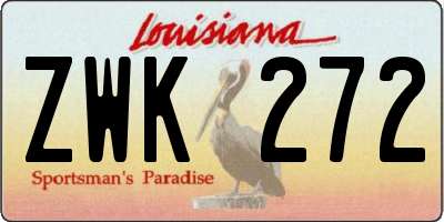 LA license plate ZWK272