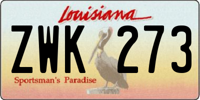 LA license plate ZWK273