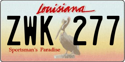 LA license plate ZWK277