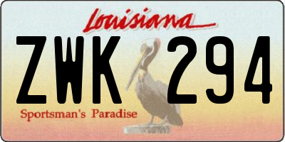 LA license plate ZWK294