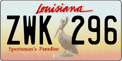 LA license plate ZWK296