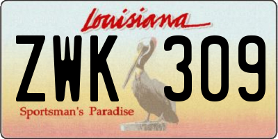 LA license plate ZWK309