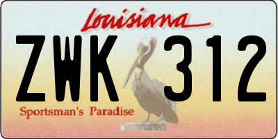 LA license plate ZWK312