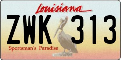 LA license plate ZWK313