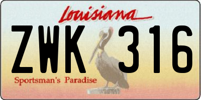 LA license plate ZWK316