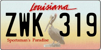 LA license plate ZWK319