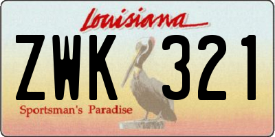 LA license plate ZWK321