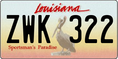 LA license plate ZWK322