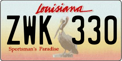 LA license plate ZWK330