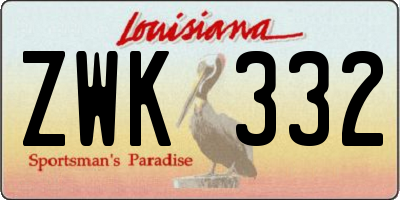 LA license plate ZWK332