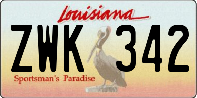 LA license plate ZWK342