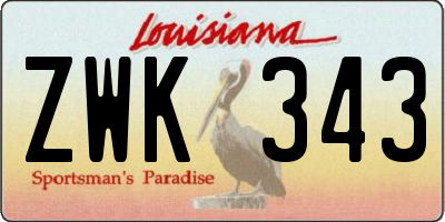 LA license plate ZWK343