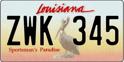 LA license plate ZWK345