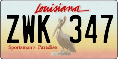 LA license plate ZWK347