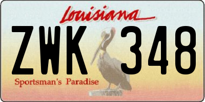 LA license plate ZWK348