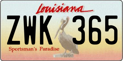 LA license plate ZWK365