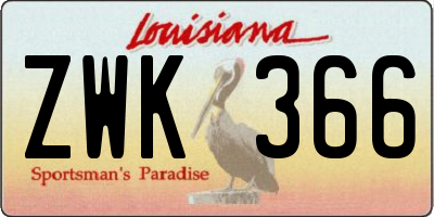 LA license plate ZWK366