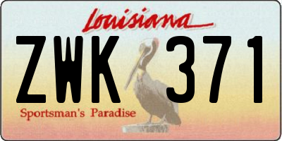 LA license plate ZWK371