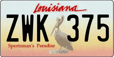 LA license plate ZWK375