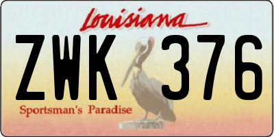 LA license plate ZWK376