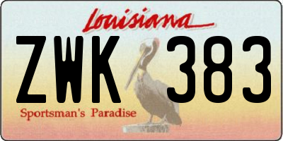 LA license plate ZWK383