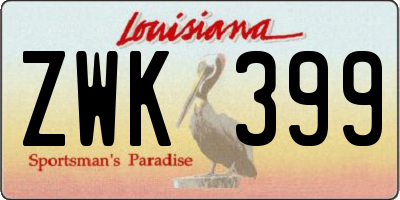 LA license plate ZWK399