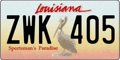 LA license plate ZWK405