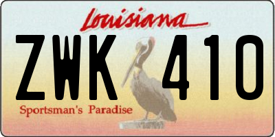 LA license plate ZWK410