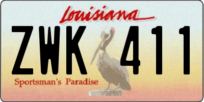 LA license plate ZWK411