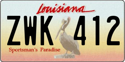 LA license plate ZWK412