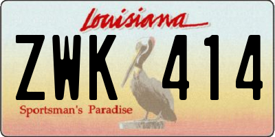 LA license plate ZWK414