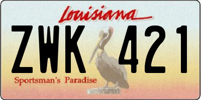 LA license plate ZWK421