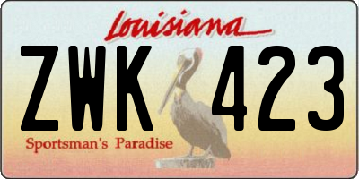 LA license plate ZWK423