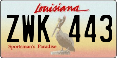 LA license plate ZWK443