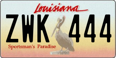 LA license plate ZWK444