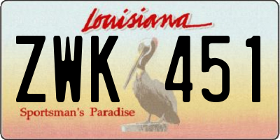 LA license plate ZWK451