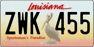 LA license plate ZWK455