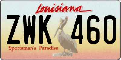 LA license plate ZWK460