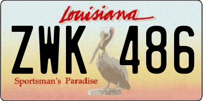 LA license plate ZWK486