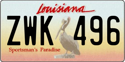 LA license plate ZWK496