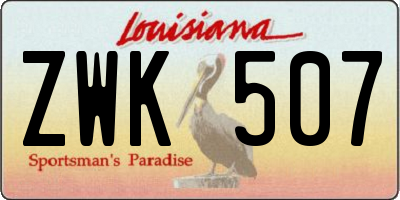 LA license plate ZWK507