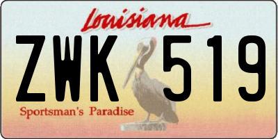 LA license plate ZWK519