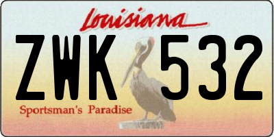 LA license plate ZWK532