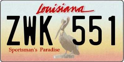 LA license plate ZWK551