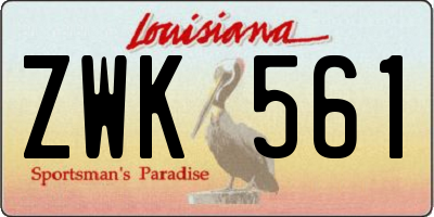 LA license plate ZWK561