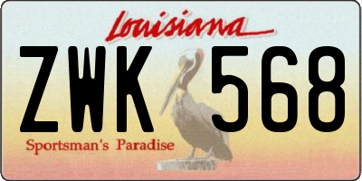 LA license plate ZWK568