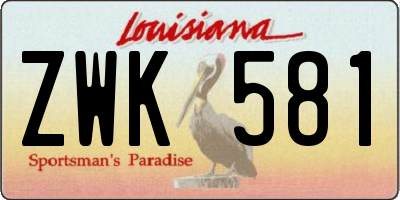 LA license plate ZWK581