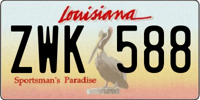 LA license plate ZWK588