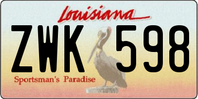 LA license plate ZWK598